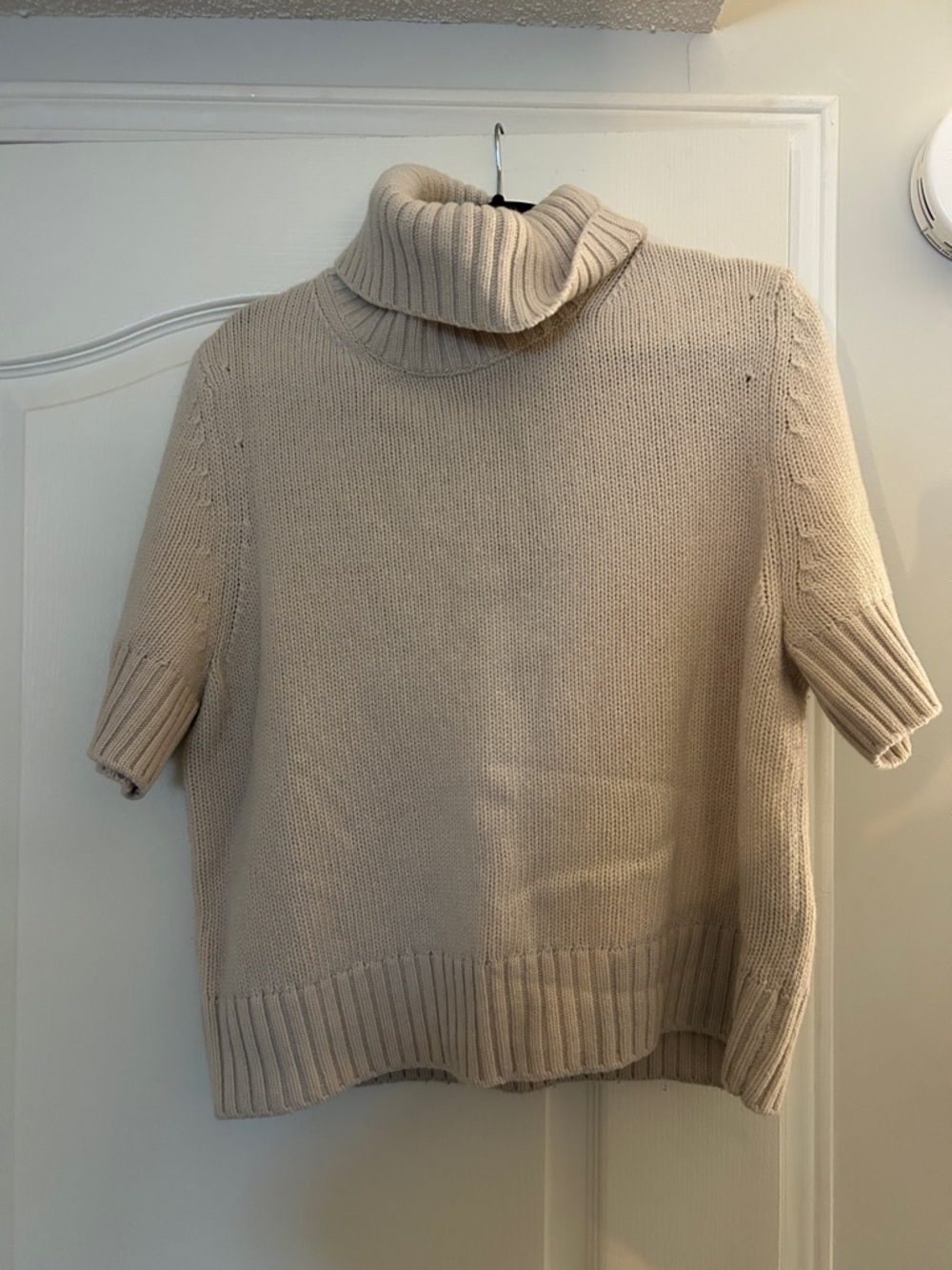 Cream Cowlneck Short-Sleeve Sweater (wool and cashmere)
